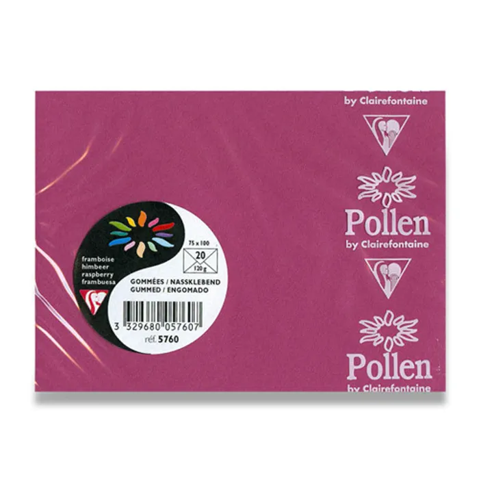 Główne zdjęcie produktu Barevná obálka Clairefontaine malinová, 75 x 100 mm [20 ks]