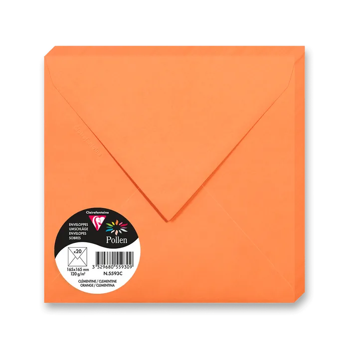 Główne zdjęcie produktu Barevná obálka Clairefontaine oranžová, 165 × 165 mm [20ks]