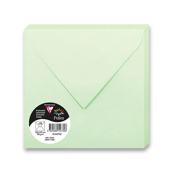 Główne zdjęcie produktu Barevná obálka Clairefontaine sv. zelená, 165 × 165 mm [20ks]