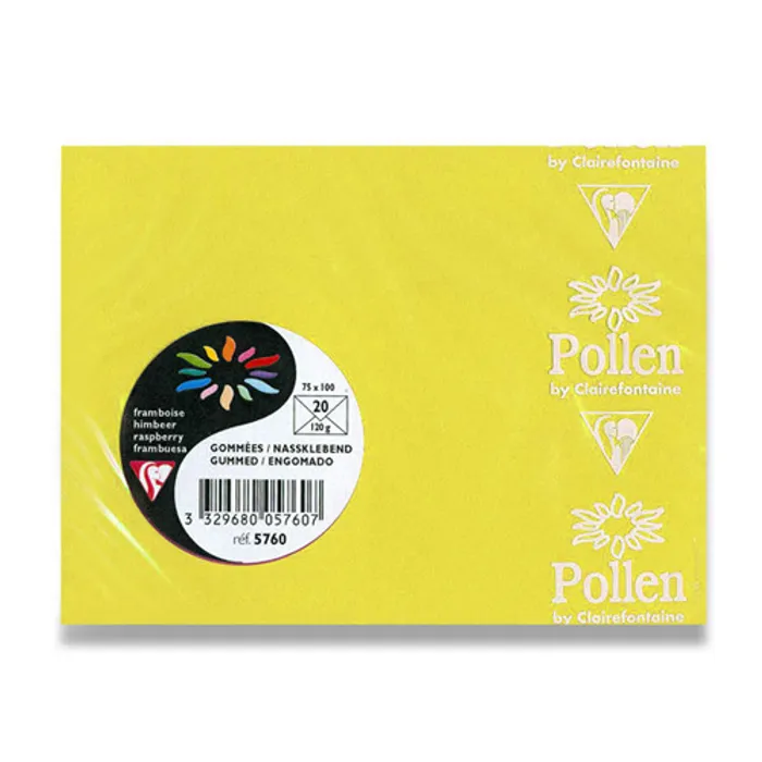 Główne zdjęcie produktu Barevná obálka Clairefontaine žlutá, 75 x 100 mm [20 ks]