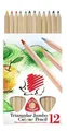 Kredki kolorowe, naturalne, 12 szt., trójkątne, maxi, ICO