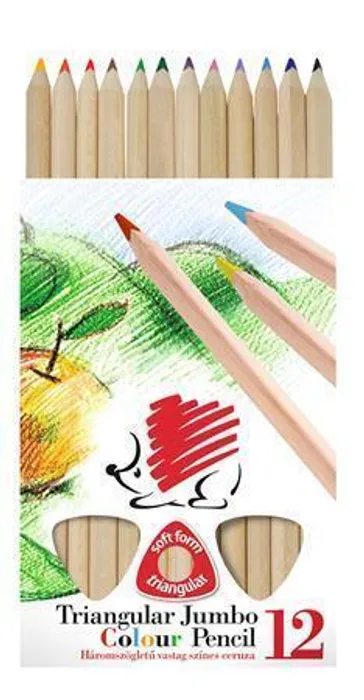 Główne zdjęcie produktu Barevné pastelky, přírodní, 12ks, trojhranné, maxi, ICO