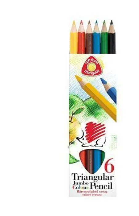 Główne zdjęcie produktu Barevné pastelky, přírodní, 6ks, trojhranné, maxi, ICO