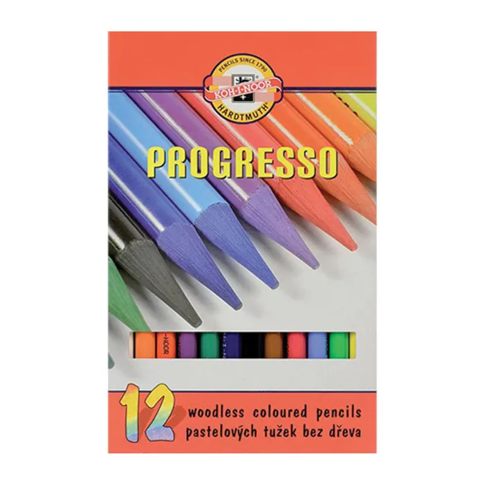 Główne zdjęcie produktu Barevné pastelky "Progresso 8756/12", 12ks, bez dřeva, KOH-I-NOOR