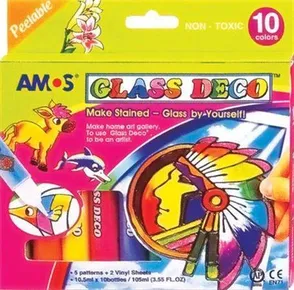 Zestaw farb do szkła, 10 kolorów, AMOS