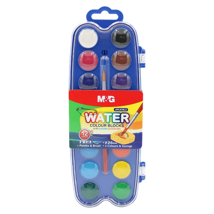 Główne zdjęcie produktu Barvy vodové M&G mini (23 mm) - 14 barev + štetec