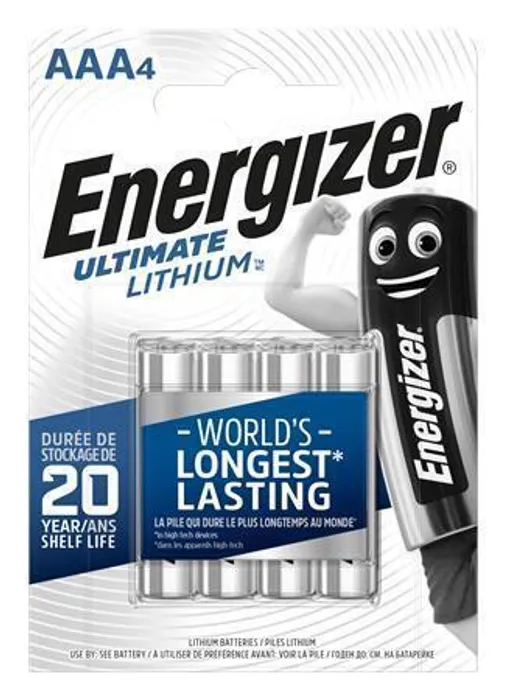 Główne zdjęcie produktu Baterie, AAA (mikrotužková), 4 ks v balení, lithiová, ENERGIZER "Ultimate Lithium"