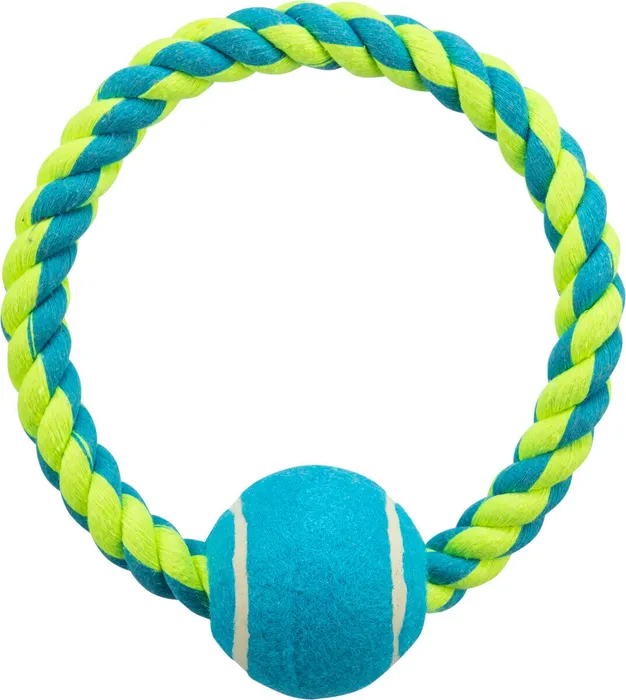 Główne zdjęcie produktu Bavlněný kruh s tenisovým míčem 6 cm / 18 cm - TRIXIE