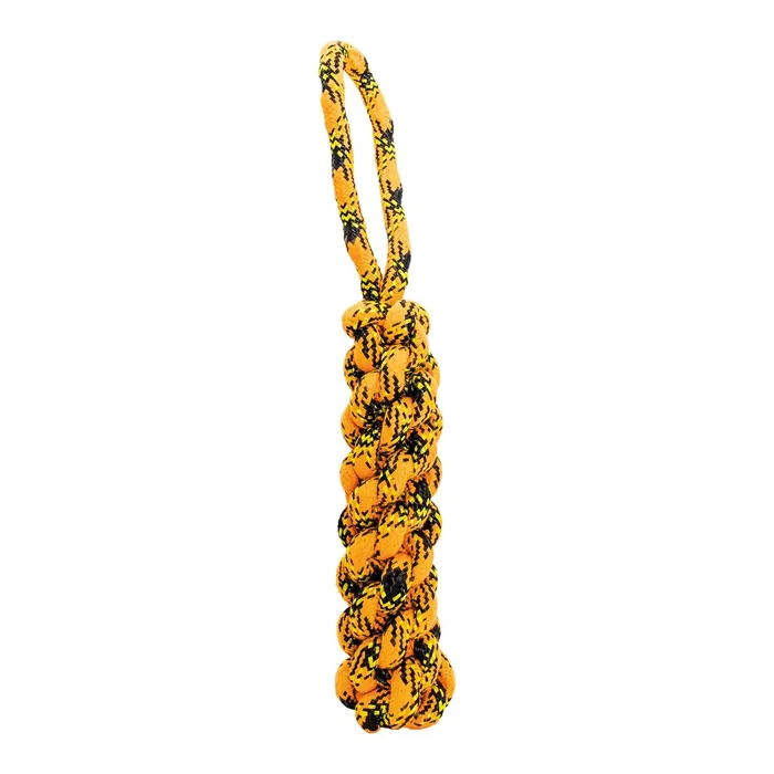 Główne zdjęcie produktu Bavlněný uzlovaný pešek HipHop ROPE 33 cm, neon oranžová, černá, žlutá