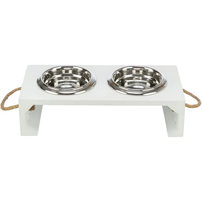 Główne zdjęcie produktu BE NORDIC bar s miskami, 2 × 0,4 l/o 14 cm/38 × 18 × 10 cm, MDF/nerez, bílá