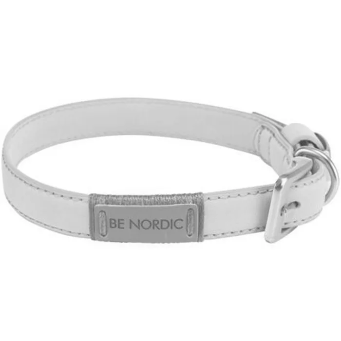 Główne zdjęcie produktu BE NORDIC kožený obojek - světle šedá - DOPRODEJ S-M: 40-46 cm/20 mm