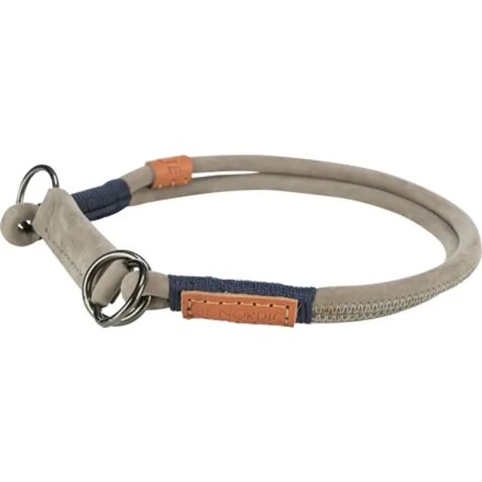 Główne zdjęcie produktu BE NORDIC kulatý polostahovací kožený obojek, šedá XL: 60 cm/ 10 mm