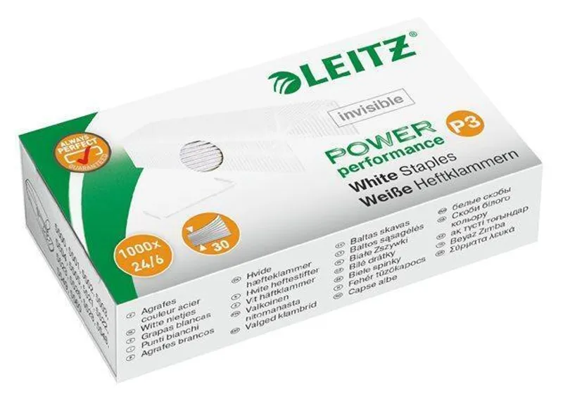 Główne zdjęcie produktu Bílé drátky Leitz Power Performance P3, Bílá - 24/6