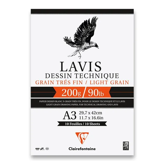 Główne zdjęcie produktu Blok Clairefontaine Lavis Technical drawing A3, 10 listů, 200 g