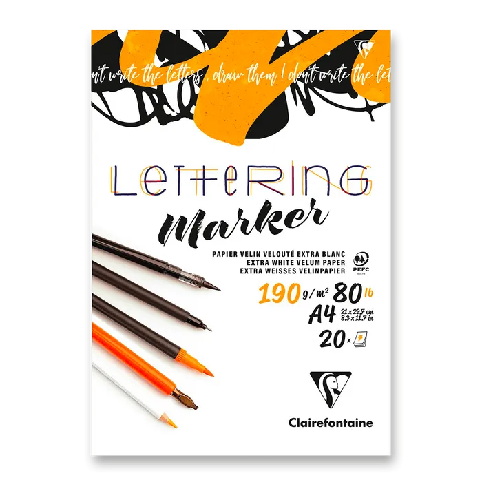 Główne zdjęcie produktu Blok Clairefontaine Lettering - A4, 20 listů, 190 g