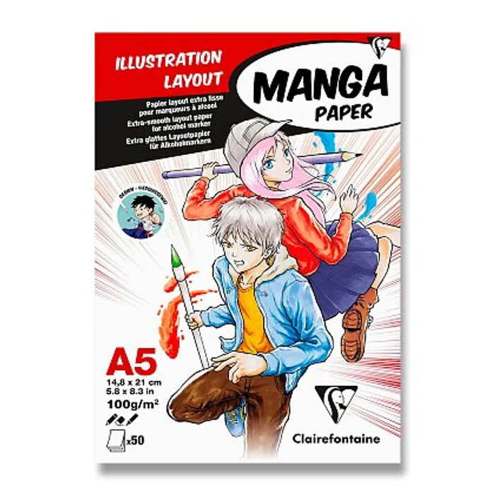 Główne zdjęcie produktu Blok Clairefontaine Manga Illustrations - A5, 50 listů, 100 g