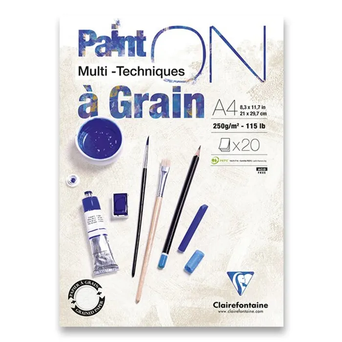 Główne zdjęcie produktu Blok Clairefontaine Paint on Grain A4, 20 listů, 250 g