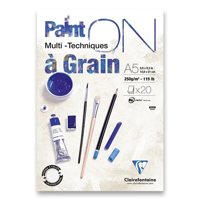 Główne zdjęcie produktu Blok Clairefontaine Paint on Grain A5, 20 listů, 250 g