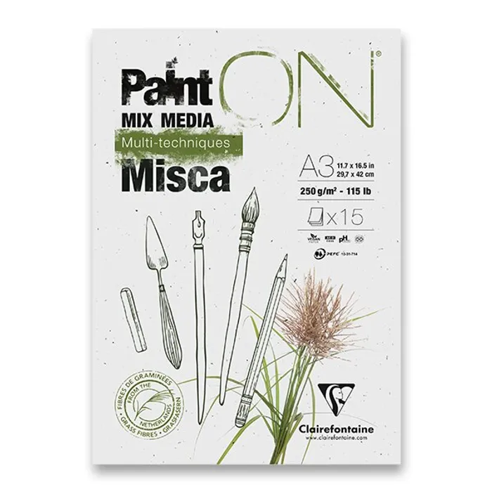 Główne zdjęcie produktu Blok Clairefontaine Paint On Misca A3, 15 listů, 250 g