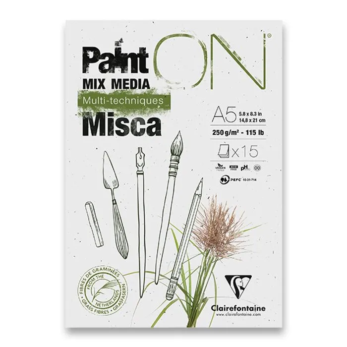 Główne zdjęcie produktu Blok Clairefontaine Paint On Misca A5, 25 listů, 250 g