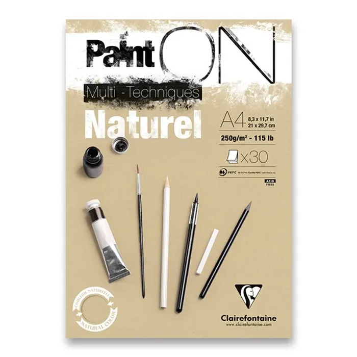 Główne zdjęcie produktu Blok Clairefontaine Paint on Natural A4, 30 listů, 250 g
