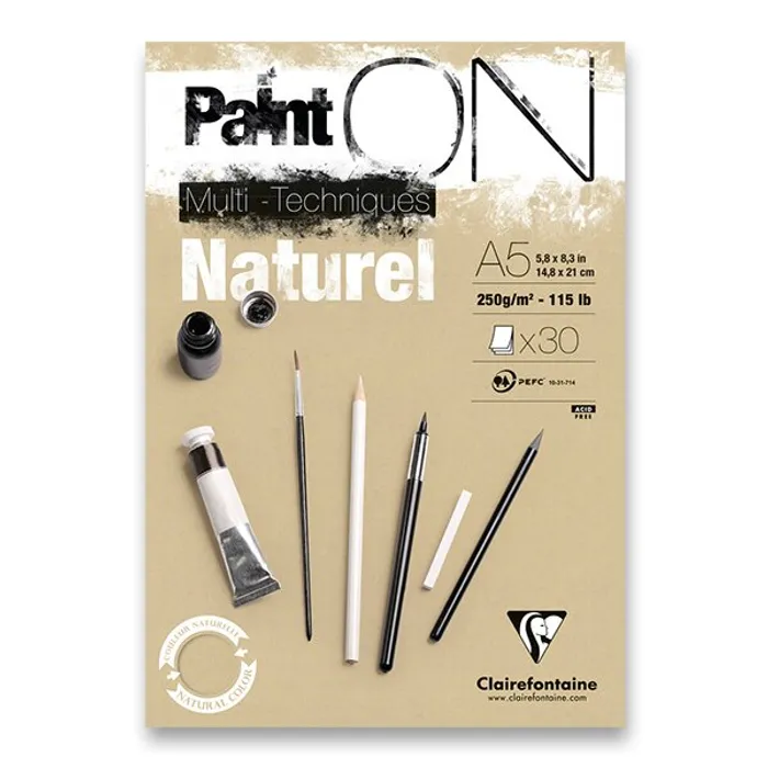 Główne zdjęcie produktu Blok Clairefontaine Paint on Natural A5, 30 listů, 250 g