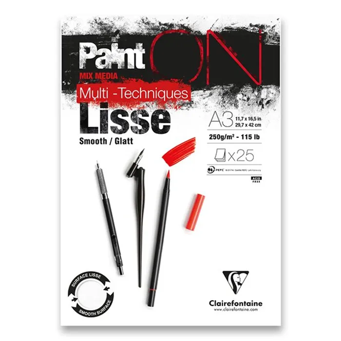 Główne zdjęcie produktu Blok Clairefontaine Paint on Smooth A3, 25 listů, 250 g
