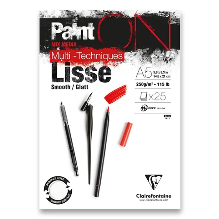 Główne zdjęcie produktu Blok Clairefontaine Paint on Smooth A5, 25 listů, 250 g