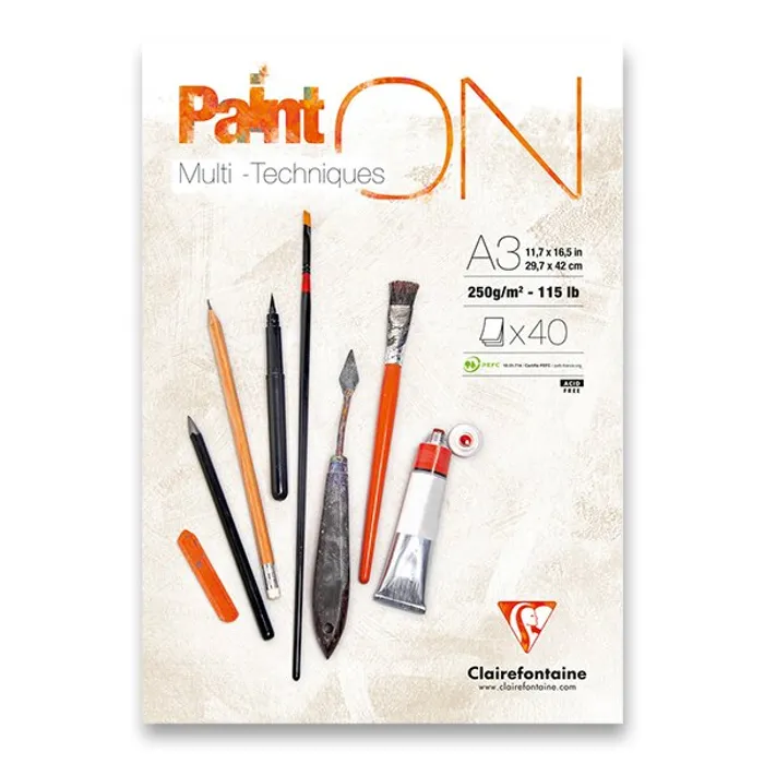 Główne zdjęcie produktu Blok Clairefontaine Paint on White A3, 40 listů, 250 g