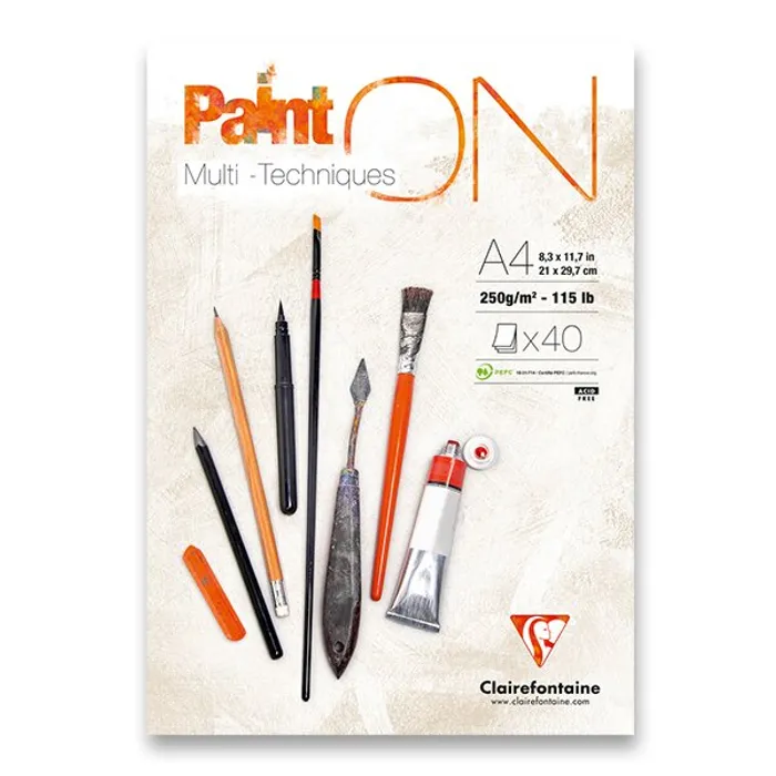 Główne zdjęcie produktu Blok Clairefontaine Paint on White A4, 40 listů, 250 g