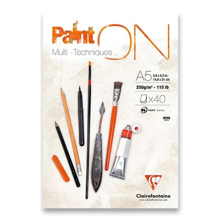 Główne zdjęcie produktu Blok Clairefontaine Paint on White A5, 40 listů, 250 g