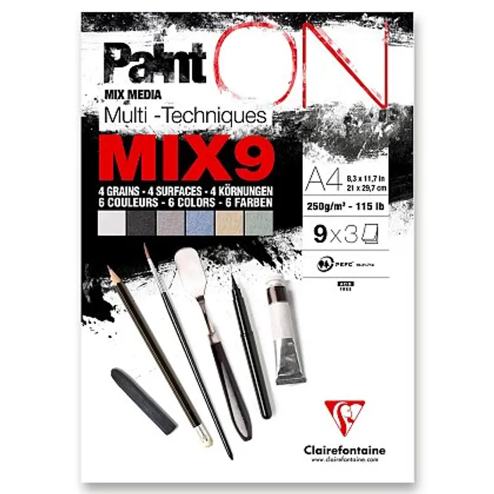 Główne zdjęcie produktu Blok Clairefontaine Paint'ON Mix9 - A4, 27 listů, 250 g