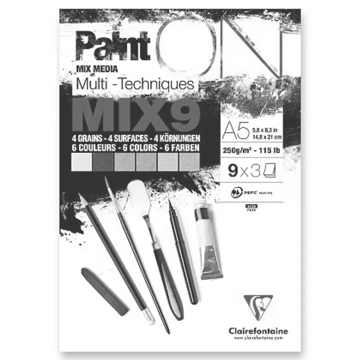 Główne zdjęcie produktu Blok Clairefontaine Paint'ON Mix9 - A5, 27 listů, 250 g