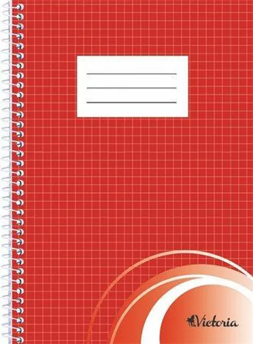 Główne zdjęcie produktu Blok na psaní, čtverečkovaný, drátěná kroužková vazba, A5, 70 listů, VICTORIA