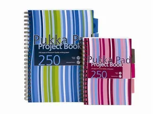 Blok do pisania „Książka projektów”, w linie, oprawa druciana, A4, 125 ark., PUKKA PAD