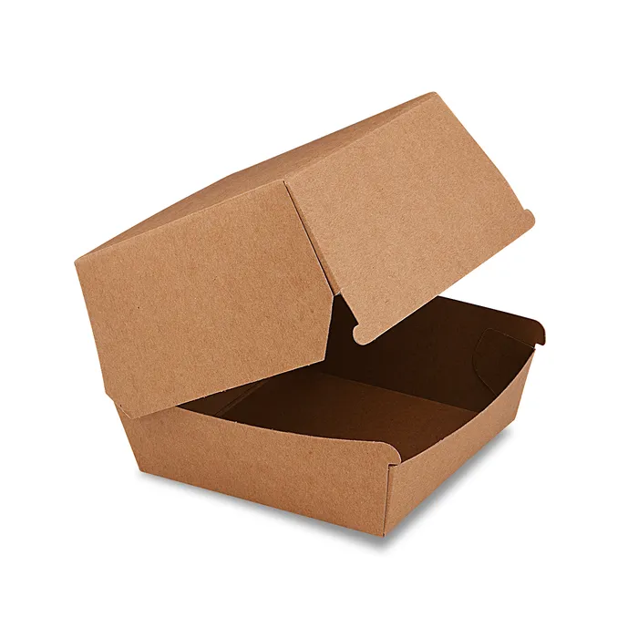 Główne zdjęcie produktu Box na hamburger hnědý 11 x 11 x 9 cm, nepromastitelný [50 ks]