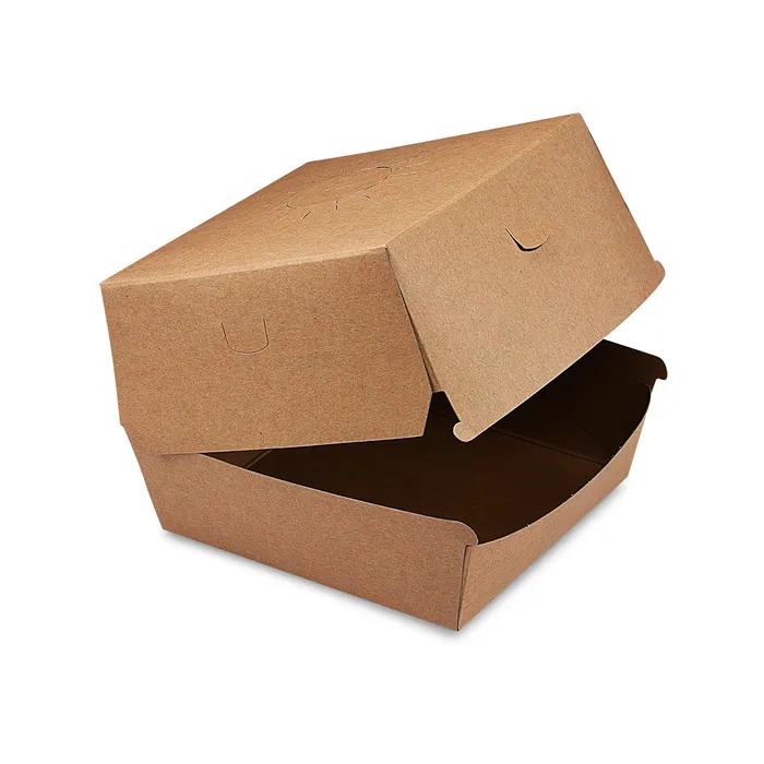 Główne zdjęcie produktu Box na hamburger hnědý 13,5 x 13,5 x 10 cm, nepromastitelný [50 ks]
