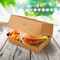 Następne zdjęcie produktu Burger box Plus (PAP FSC Mix) tłuszczoodporny kraft 195 x 135 x 100 mm [50 szt]
