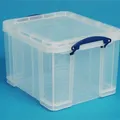 Następne zdjęcie produktu Box na skladování závěsných složek a pořadačů, plastový, s víkem, 35 l, průhledný, REALLY