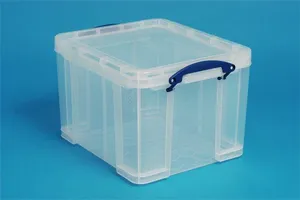 Box na skladování závěsných složek a pořadačů, plastový, s víkem, 35 l, průhledný, REALLY