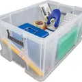 Następne zdjęcie produktu Box, plastový, s víkem, 70 l, průhledný, ALLSTORE