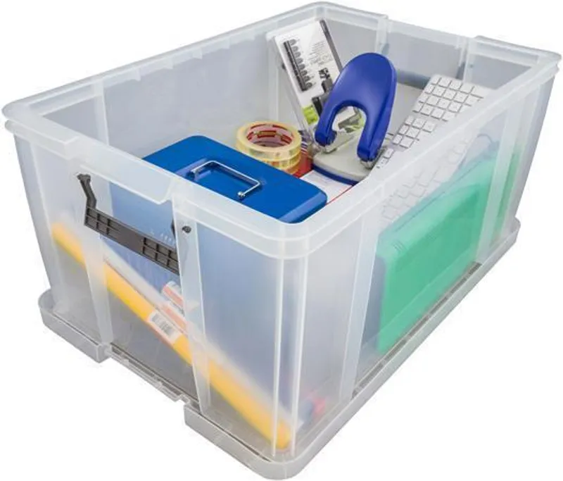 Główne zdjęcie produktu Box, plastový, s víkem, 70 l, průhledný, ALLSTORE