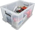 Box, plastový, s víkem, 70 l, průhledný, ALLSTORE
