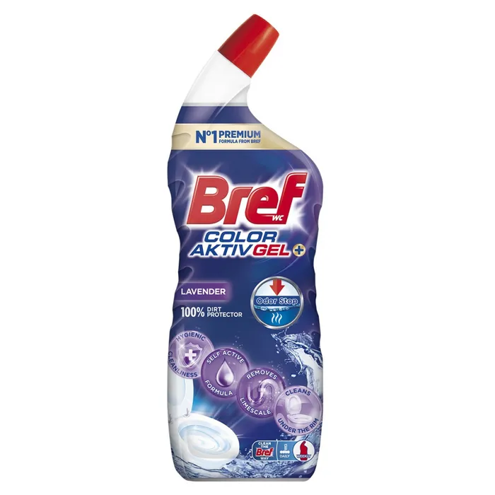 Główne zdjęcie produktu Bref Excellence Gel Color Aktiv Lavender tekutý WC čistič maximální ochrana 700 ml