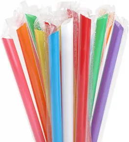 Słomki plastikowe BUBBLE TEA 12x210mm mix [100 szt.] (wielokrotnego użytku)