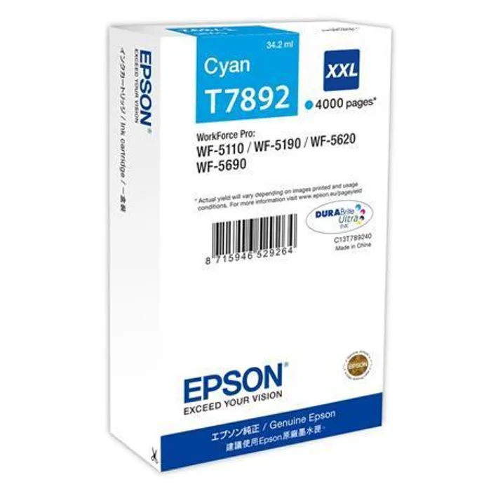 Główne zdjęcie produktu C13T789240 Inkjet Cart. pro WF-5110DW, WF-5190DW tiskárny, EPSON cyan, 34,2ml