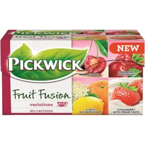 Herbata owocowa 20x2g Fruit Fusion, PICKWICK, wiśnia, truskawki ze śmietaną, cytrusy - czarny bez
