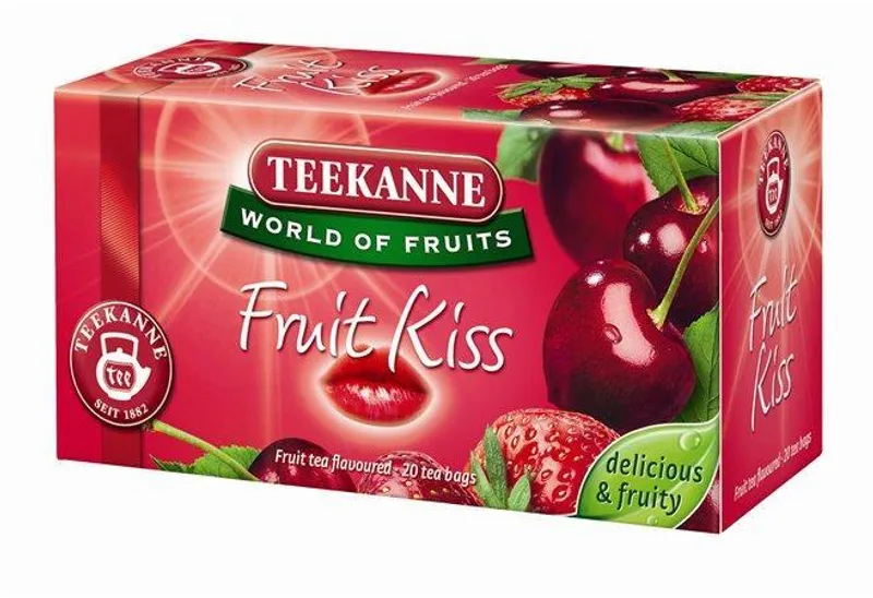 Główne zdjęcie produktu Čaj ovocný, 20x2,5 g, TEEKANNE, "Fruit kiss", jahoda-třešeň