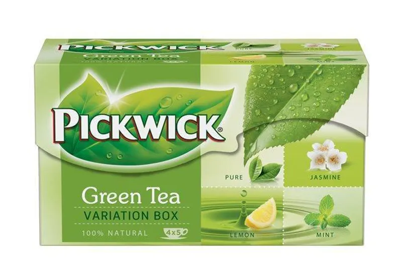 Główne zdjęcie produktu Čaj, zelený, 20x2 g, PICKWICK, "Green tea variation", citrón, lemon, jasmín, earl grey, má