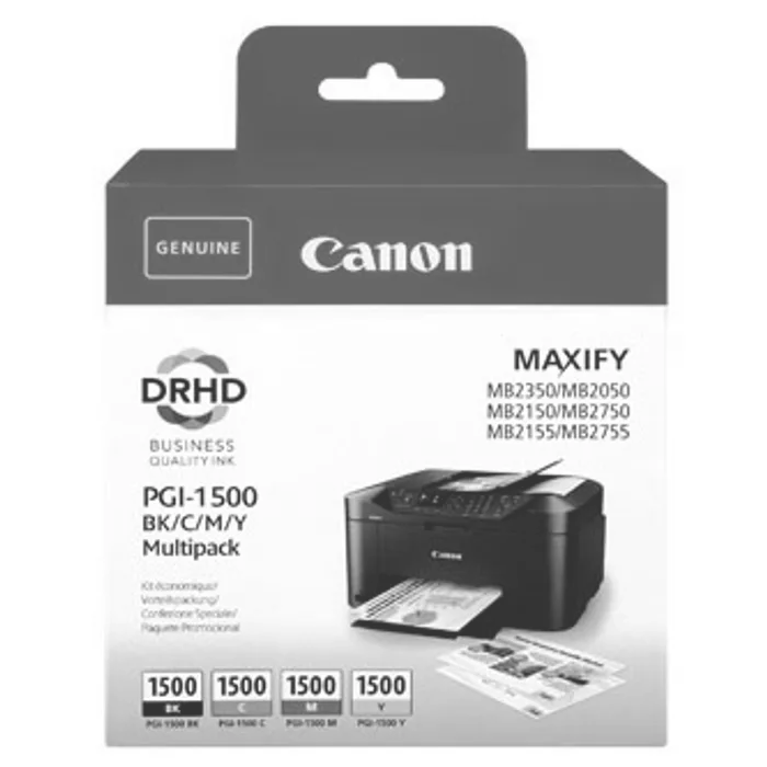Główne zdjęcie produktu Canon originální ink PGI-1500 BK/C/M/Y Multipack, CMYK, 400/3*300str., 9218B005, Canon MA